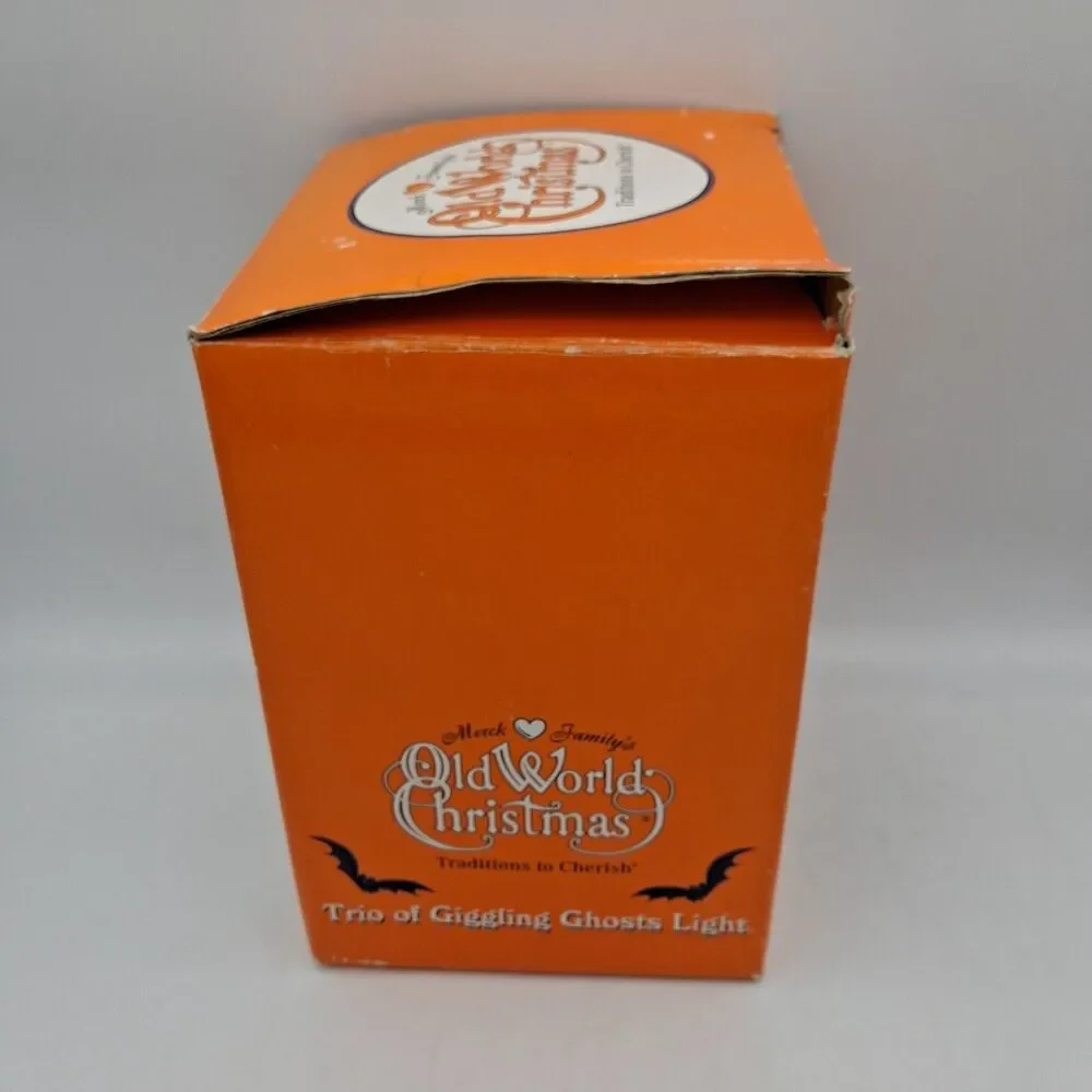 2000 Vintage Old World Christmas Halloween Light Trio of Giggling Ghosts w/ Box